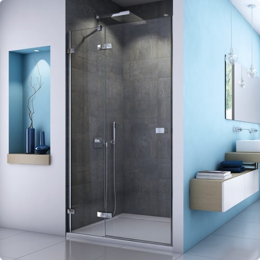 Usa de dus pivotanta cu parte fixa Sanswiss Escura Aquaperle 80cm stanga  sticla securizata transparenta 6mm  profil slefuit lucios