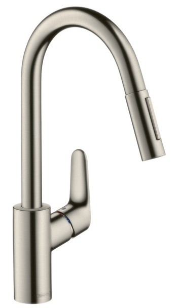 Baterie bucatarie Hansgrohe M4116-H240  ComfortZone 240  dus extractibil cu doua tipuri de jet  finisaj Inox