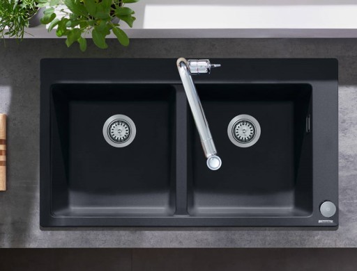 Chiuveta bucatarie Hansgrohe S510-F770 SilicaTec 370/370  cu 2 cuve  51x88x19cm  graphite black