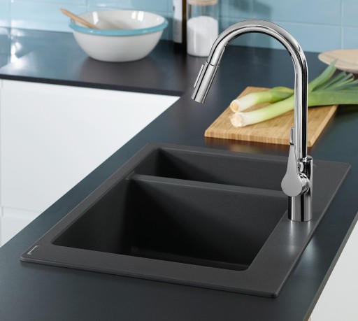 Chiuveta bucatarie Hansgrohe S510-F635 SilicaTec 180/450  cu 2 cuve inegale  51x77x19cm  stone grey