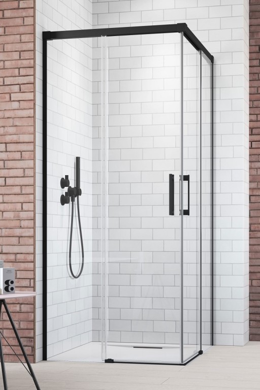Usa de dus glisanta Radaway Idea Black KDD 90 R dreapta  90cm  profil negru