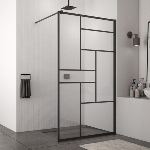 Cabina de dus Walk-In SanSwiss Easy STR4P 90 cm  sticla securizata Loft 73  8 mm  profil negru mat