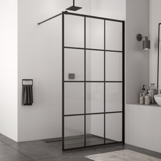 Cabina de dus Walk-In SanSwiss Easy STR4P 100 cm  sticla securizata Loft 75  8 mm  profil negru mat