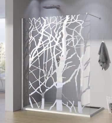 Cabina de dus Walk-In SanSwiss Pur 120 cm  sticla securizata decor Tree  8 mm