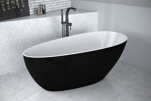 Cada freestanding Besco Goya Black & White XS 142x62cm  negru-alb