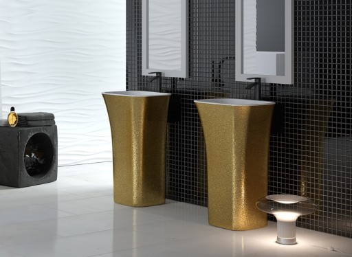 Lavoar free-standing Besco Assos Glam 40x50x85cm  compozit mineral  Gold