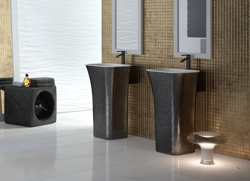 Lavoar free-standing Besco Assos Glam 40x50x85cm  compozit mineral  Graphite