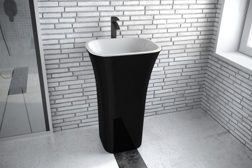 Lavoar free-standing Besco Assos Black & White 40x50x85cm  compozit mineral  negru
