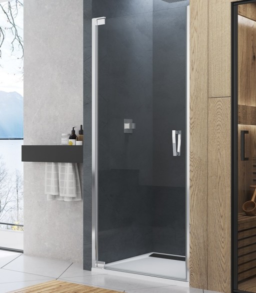 Usa de dus batanta Sanswis Cadura 100cm stanga  sticla securizata transparenta 6mm  profil slefuit lucios