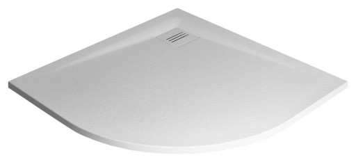 Cadita dus semirotunda slim Radaway Kyntos A 80x80x3cm  marmura  alb
