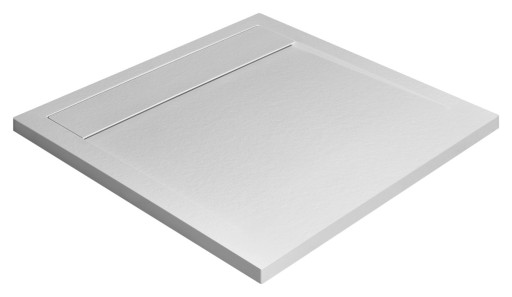 Cadita dus patrata slim Radaway Teos C 100x100x4cm  marmura  alb