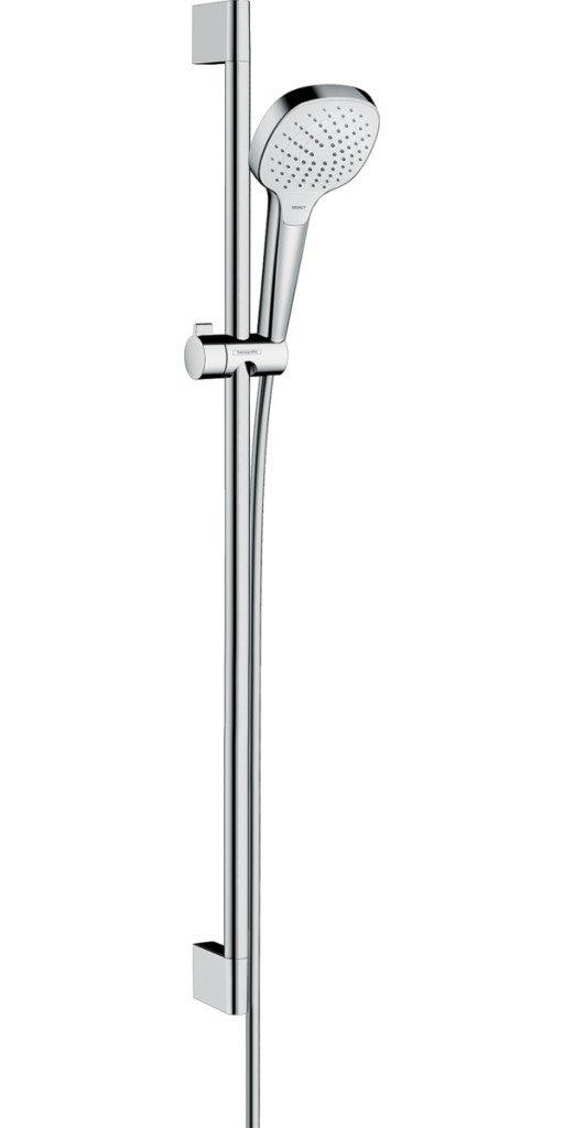 Set de dus Hansgrohe Croma Select E Vario EcoSmart 9l/min  cu bara de 0.90m alb/crom