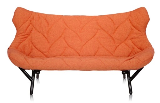 Canapea Kartell Foliage design Patricia Urquiola  cadru negru  tapiterie Trevira  orange