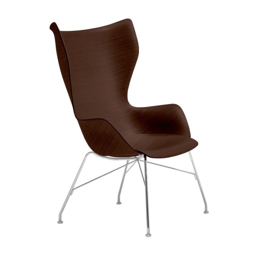 Fotoliu Kartell Smart Wood K/Wood design Philippe Stark  Basic Veneer  Dark wood  picioare crom