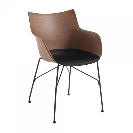 Scaun Kartell Smart Wood Q/Wood design Philippe Stark  Basic Veneer  Dark wood - sezut negru  picioare negre