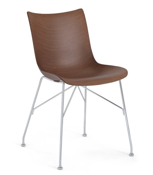 Scaun Kartell Smart Wood P/Wood design Philippe Stark  Basic Veneer  Dark wood  picioare crom