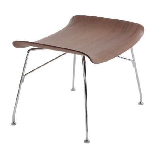 Taburet Kartell Smart Wood S/Wood design Philippe Stark  Basic Veneer  Dark wood  picioare crom