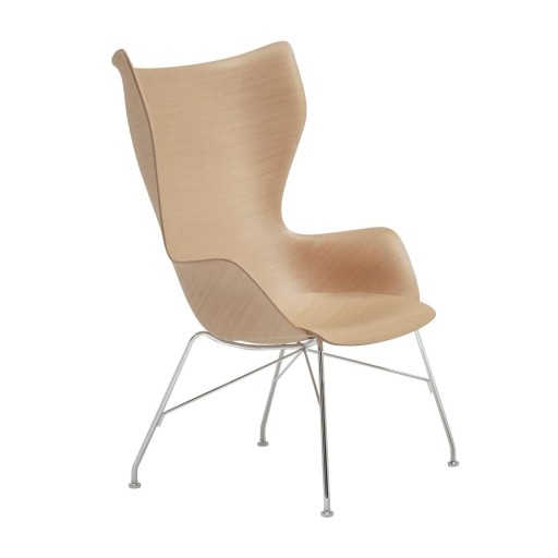 Fotoliu Kartell Smart Wood K/Wood design Philippe Stark  Basic Veneer  Light wood  picioare crom