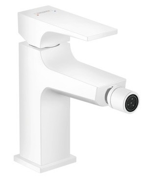 Baterie bideu Hansgrohe Metropol cu ventil push-open  alb mat