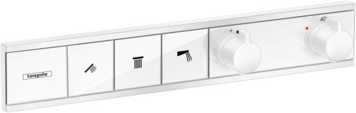 Baterie cada - dus termostatata Hansgrohe RainSelect cu 3 functii  montaj incastrat  necesita corp ingropat  alb mat