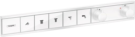 Baterie cada - dus termostatata Hansgrohe RainSelect cu 5 functii  montaj incastrat  necesita corp ingropat  alb mat