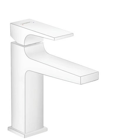 Baterie lavoar Hansgrohe Metropol 110  ventil push-open  alb mat