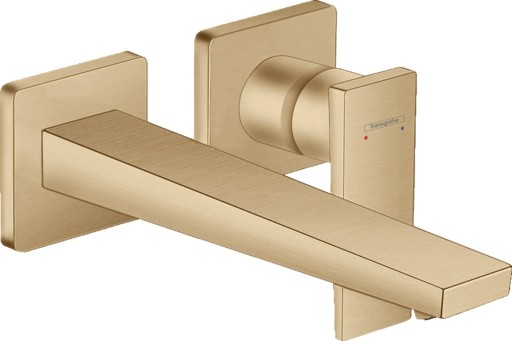 Baterie lavoar Hansgrohe Metropol de perete  pipa 225mm  fara ventil  necesita corp incastrat  bronz periat