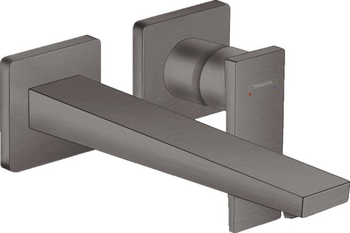 Baterie lavoar Hansgrohe Metropol de perete  pipa 225mm  fara ventil  necesita corp incastrat  negru periat