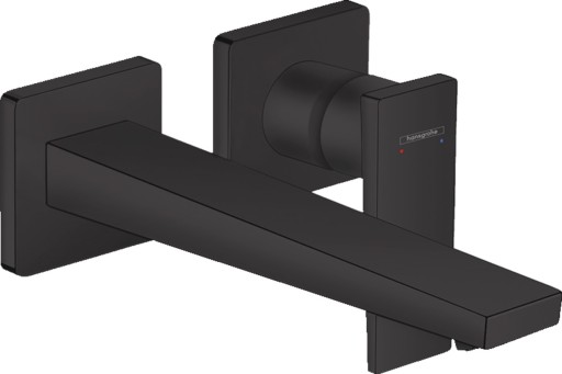 Baterie lavoar Hansgrohe Metropol de perete  pipa 225mm  fara ventil  necesita corp incastrat  negru mat