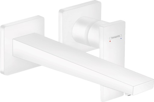 Baterie lavoar Hansgrohe Metropol de perete  pipa 225mm  fara ventil  necesita corp incastrat  alb mat