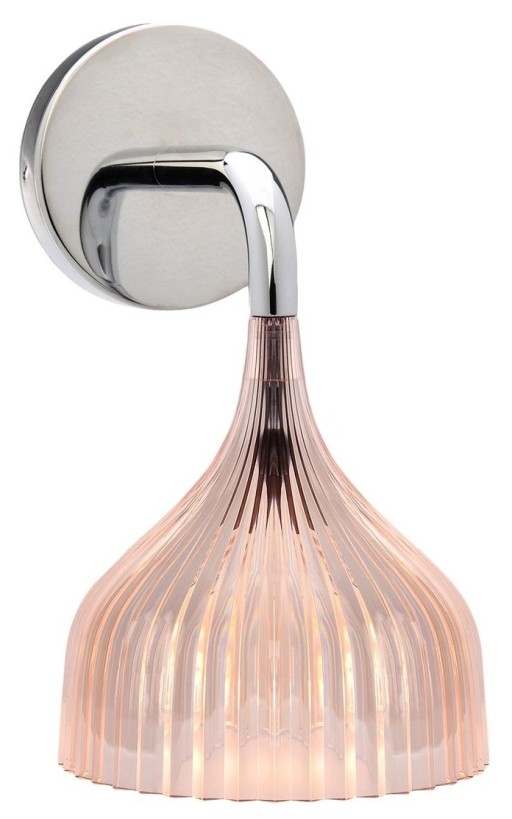Aplica de perete Kartell E design Ferruccio Laviani  max 28W E14  d 13.5cm  roz transparent