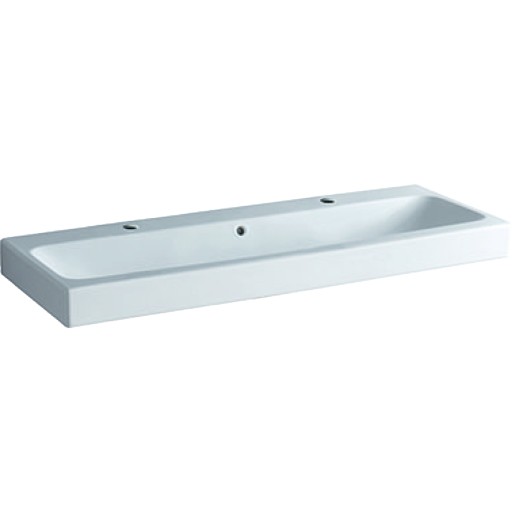 Lavoar dublu Geberit iCon 120x48.5cm  doua orificii baterie  montare pe mobilier  alb