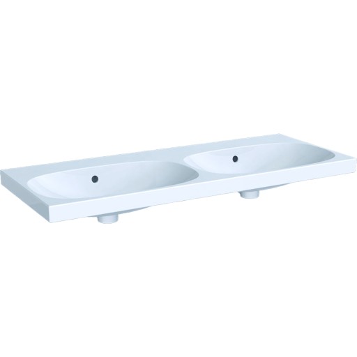 Lavoar dublu Geberit Acanto 120x48.2cm  fara orificii baterie  montare pe mobilier  alb