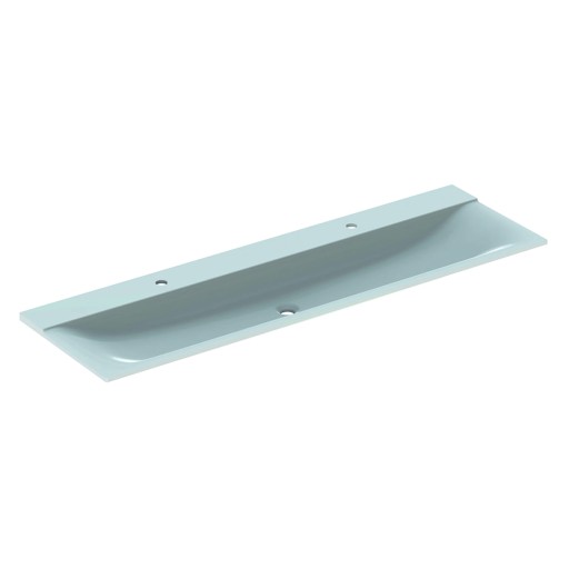 Lavoar dublu Geberit Xeno2 160x48cm  doua orificii baterie  fara preaplin  montare pe mobilier  alb alpin