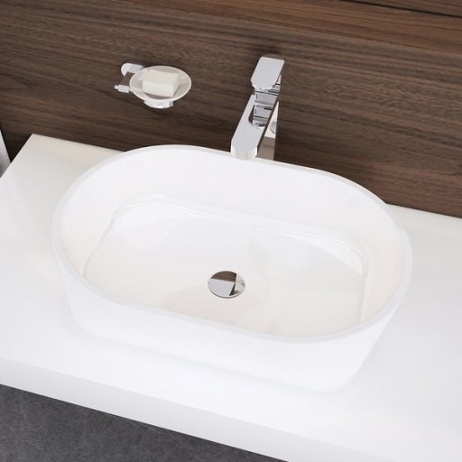 Lavoar tip bol Ravak Solo 58x40x12cm  fara orificiu baterie  fara preaplin  alb