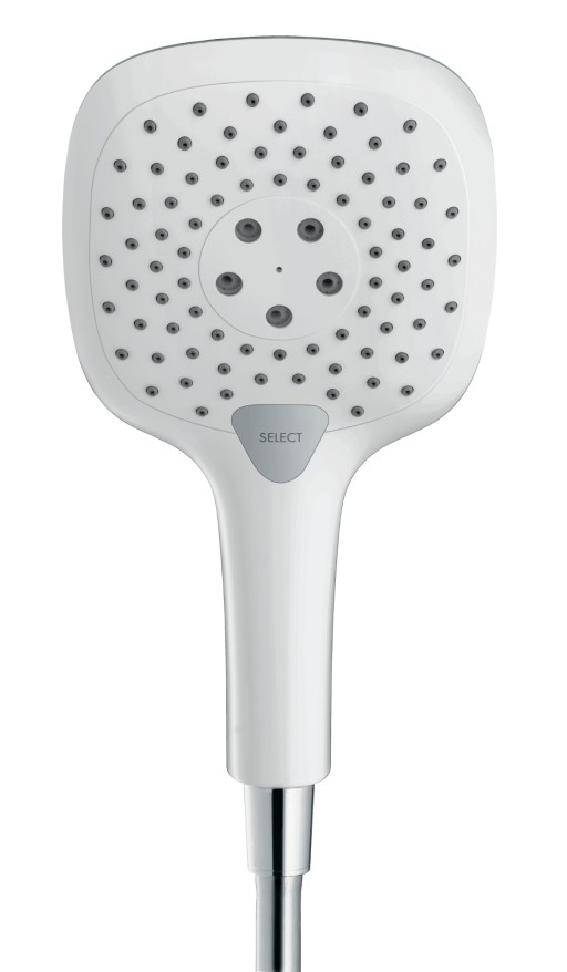 Para de dus Hansgrohe Raindance Select E 150 cu 3 jeturi  alb-crom