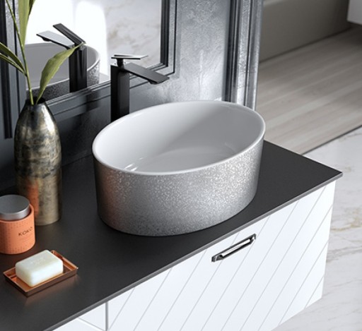 Lavoar tip bol Besco Uniqa Glam 32x46x17cm  Silver