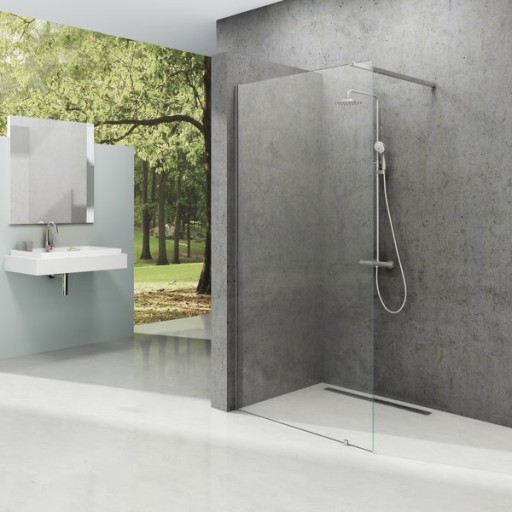 Cabina de dus Walk-in Ravak Wall 90cm  sticla securizata 8cm  crom