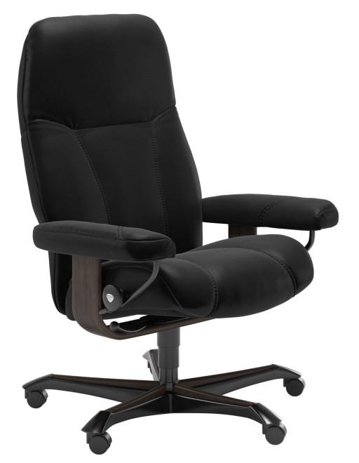 Scaun birou Stressless Consul Office  cadru wenge  tapiterie piele Batik Black