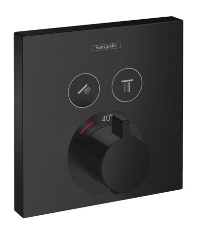 Baterie cada - dus termostatata Hansgrohe ShowerSelect cu montaj incastrat  necesita corp ingropat  negru mat