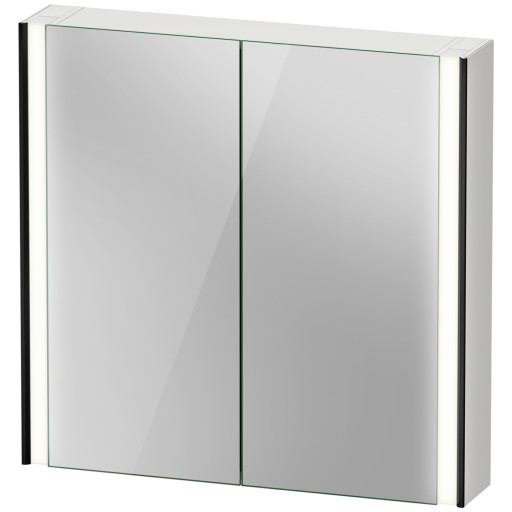Dulap cu oglinda Duravit XViu cu iluminare LED 82x80cm  cu doua usi si doua rafturi de sticla  margini negru mat