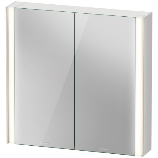 Dulap cu oglinda Duravit XViu cu iluminare LED 82x80cm  cu doua usi si doua rafturi de sticla  margini champagne mat