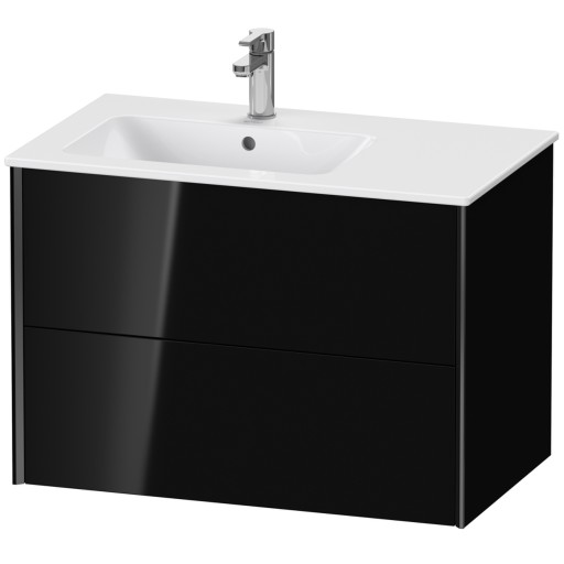 Dulap baza Duravit XViu 81x48cm  doua sertare cu tehnologie Tip-On  negru lucios cu margini negru mat