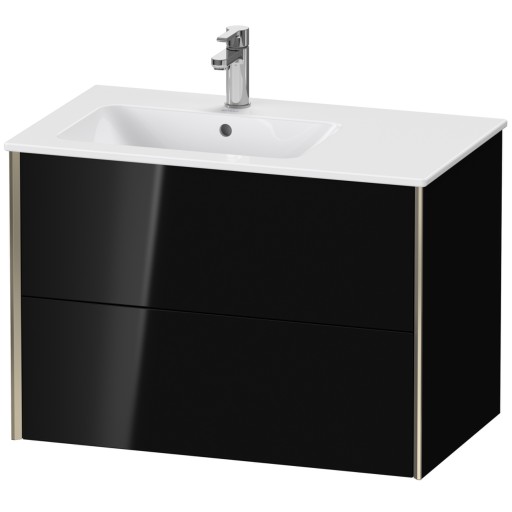 Dulap baza Duravit XViu 81x48cm  doua sertare cu tehnologie Tip-On  negru lucios cu margini champagne mat  orientare stanga