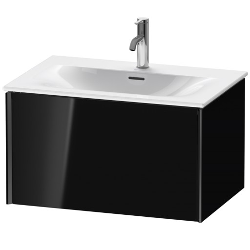 Dulap baza Duravit XViu 71x48cm  un sertar cu tehnologie Tip-On  negru lucios cu margini negru mat