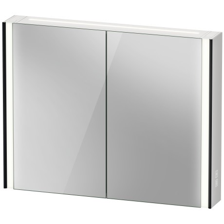 Dulap cu oglinda Duravit XViu cu iluminare LED 102x80cm  cu doua usi si doua rafturi de sticla  actionare pe senzor  margini negru mat