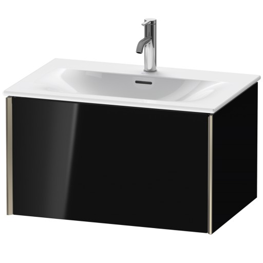 Dulap baza Duravit XViu 71x48cm  un sertar cu tehnologie Tip-On  negru lucios cu margini champagne mat