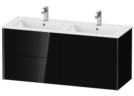 Dulap baza Duravit XViu 128x48cm  patru sertare cu tehnologie Tip-On  negru lucios cu margini negru mat