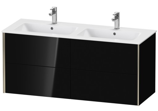 Dulap baza Duravit XViu 128x48cm  patru sertare cu tehnologie Tip-On  negru lucios cu margini champagne mat