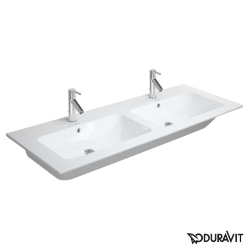 Lavoar dublu Duravit ME by Starck 130x49cm  finisaj WonderGliss  montare pe mobilier